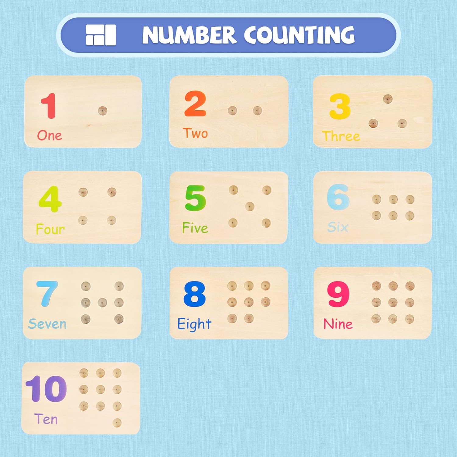 Wooden Number Blocks for Toddlers, Counting Peg Board for Kids Age 3 4 5,Preschool Learning Toys,Ideal for Kids 3 4 5 Years Old - Image 2