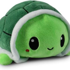 Reversible Turtle Plushie 4-Inch Green Two-Sided Flip Plush Toy with Embroidered Details - Cute Mini Collectible Plush for Kids, Teens, and Adults
