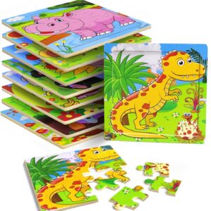 Puzzles for Kids Ages 3-5, 9 Pack Wooden Jigsaw Puzzles for Toddlers Ages 3-5 16 Pieces Preschool Educational Learning Toys Set Animals Puzzles for 3 4 5 Years Old Boys and Girls
