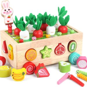 Toddlers Wooden Educational Toys for Baby Boys Girls Age 1 2 3 Year Old, Shape Sorting Toys 1st One First Birthday Girl Gifts for Kids 1-3, Wood Preschool Learning Fine Motor Skills Game