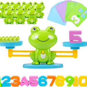 Frog Balance Counting Toys, Cool Math Learning Games for Boys and Girls, Educational Number Preschool Toy, Fun Children's Gift Math Games for Kids Age 3+ (63 PCS)