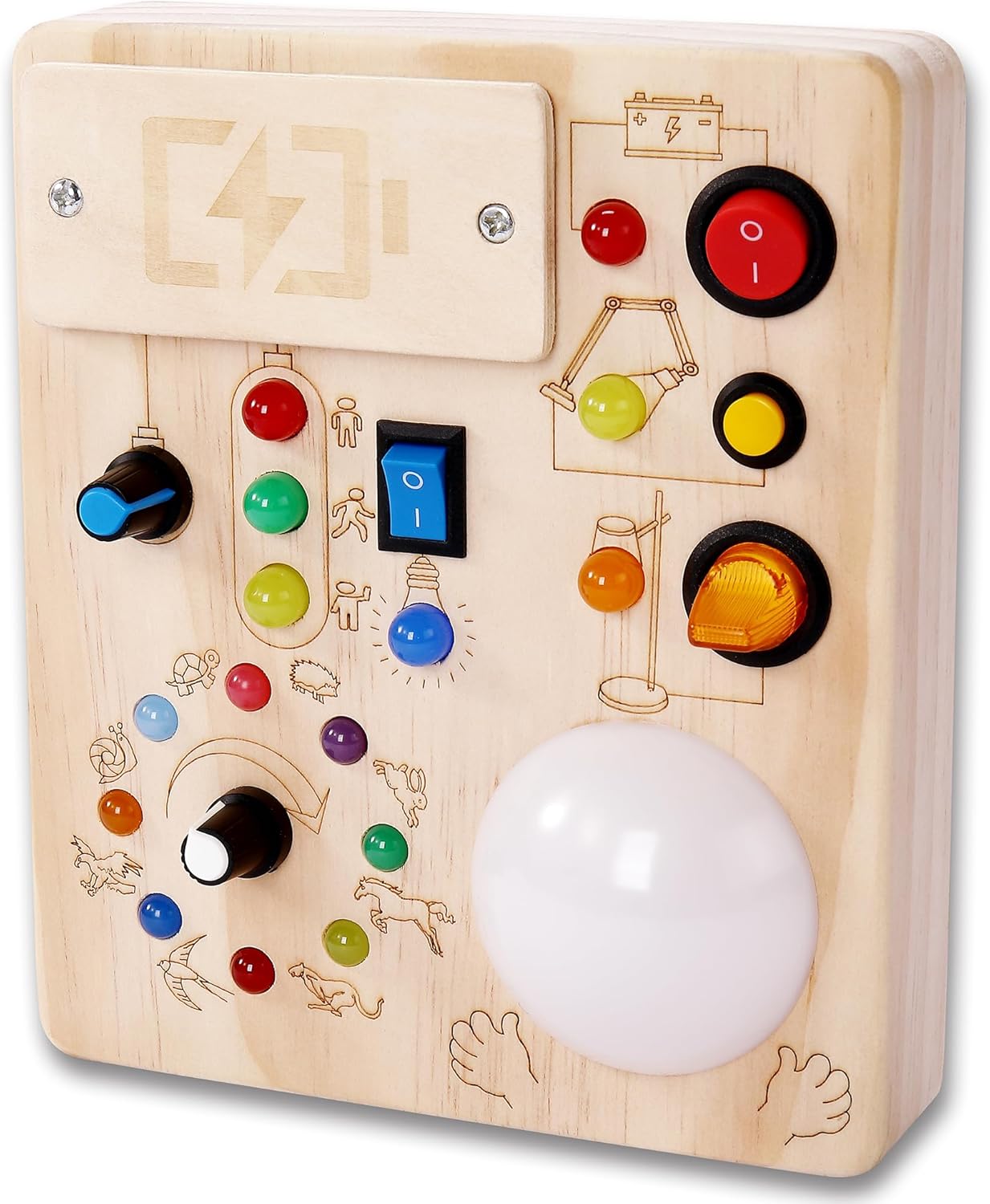 Board for 1-4 Year Old, Slap-Activated LED Light Sensory Switch Board, Educational Fine Motor Skills Learning Toy