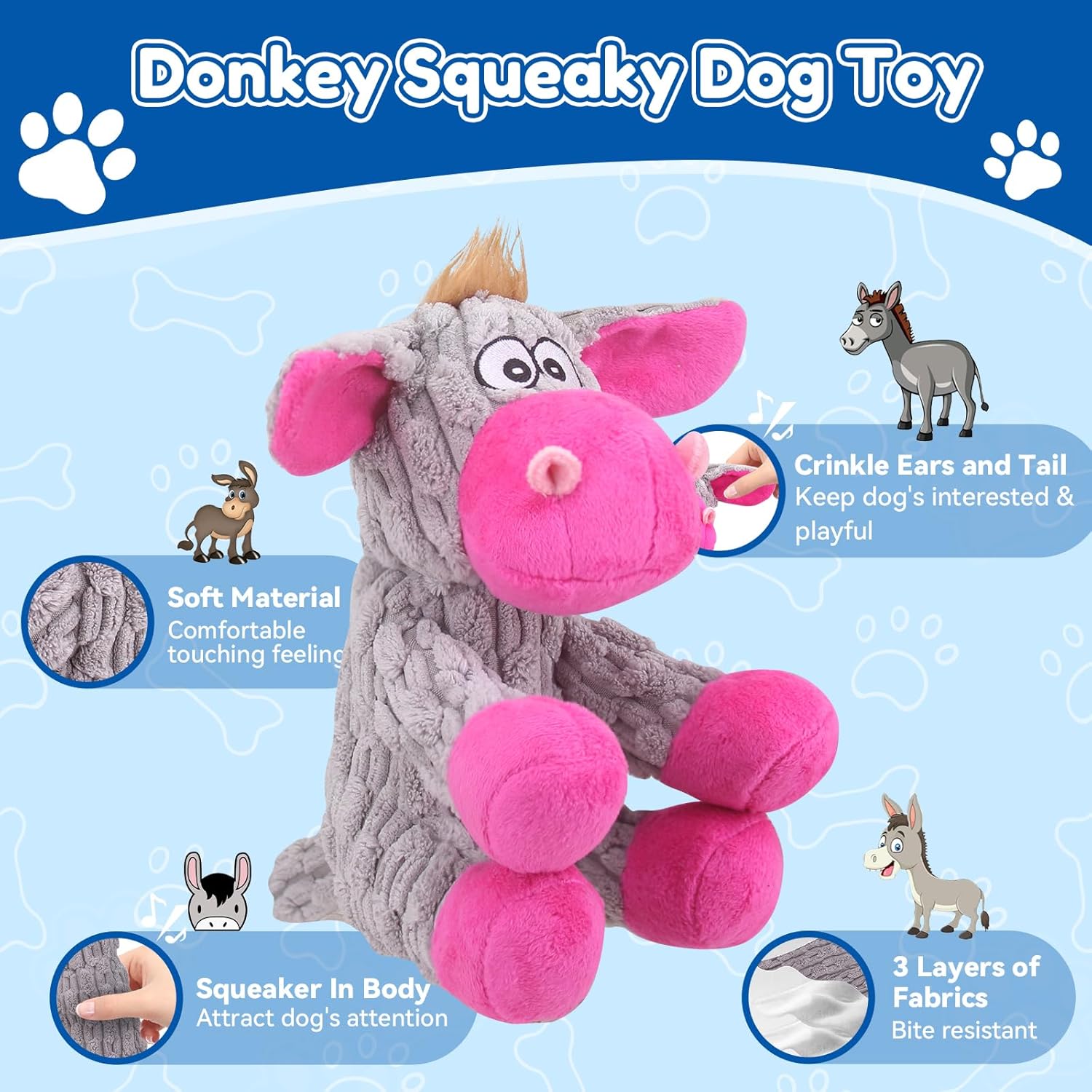 Plush Chew Toys for Large s, Tough Crinkle Stuffed Animal Squeaky Interactive Toys for Small Medium Large s, Keep Them , Big Pet Toys - Image 2