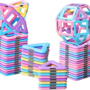 Magnetic Tiles Toys for 3 4 5 6 7 8+ Year Old Boys Girls Upgrade Macaron Castle Blocks Building Set for Toddlers Creativity/Educational Toys for Kids Age 3-6 Christmas Birthday Gifts