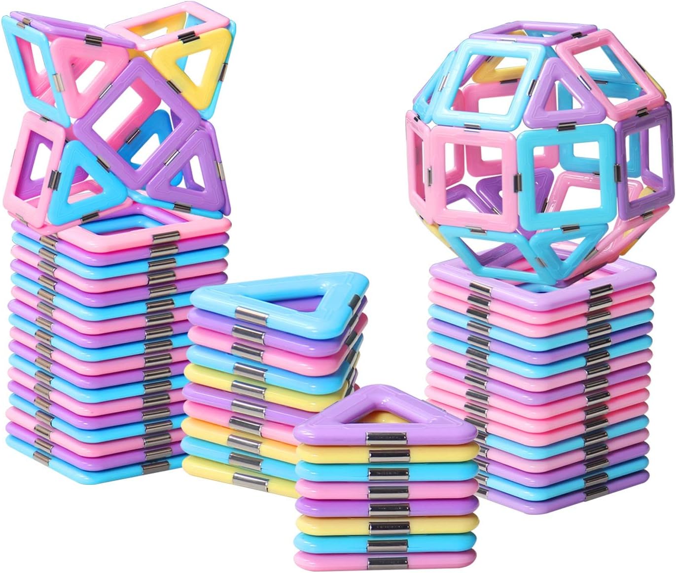 Magnetic Tiles Toys for 3 4 5 6 7 8+ Year Old Boys Girls Upgrade Macaron Castle Blocks Building Set for Toddlers Creativity/Educational Toys for Kids Age 3-6 Christmas Birthday Gifts