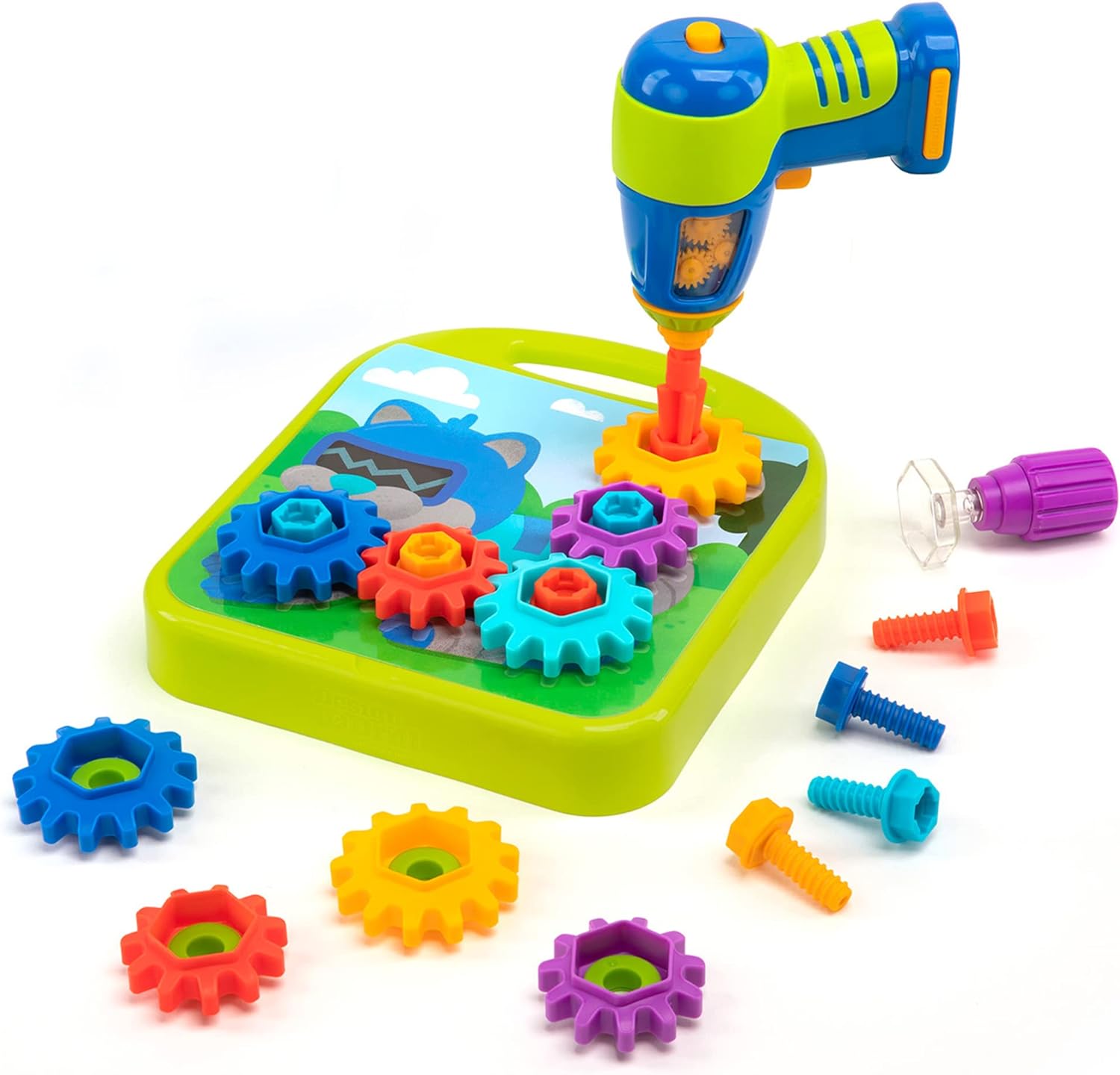 Design & Drill Gears Workshop - Kids Drill Set for Toddlers 3-5, Take Apart Construction Toys for Kids, Toy Tool Set with Working Power Tools, Creative Engineering Sets