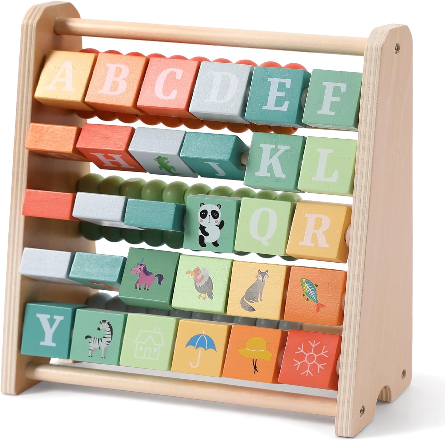 Wooden Activity Cube – Double-Sided Abacus & Alphabet Flip Tiles for Toddlers 18M+, Educational Counting Toy for Preschool and Homeschool Learning