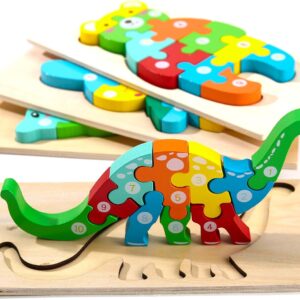 Wooden Toddler Puzzles for Kids Ages 3-5, Toys for 3 Year Old, Animal Toddlers Toys Ages, 4-Pack Learning Toddler Puzzle