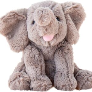 Adorable Plush Calf Elephant Toy Floppy Elephish Ultra Soft Haggable Stuffed Animal Birthday Holiday Gift for Boys Girls Kids Toddlers, Gray, 9''