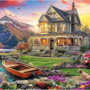 1000 Piece Puzzles for Adults, Autumn Landscape Jigsaw Puzzle, Villa and  Jigsaw Puzzles 1000 Pieces, Challenging Game Home Decor Birthday Party Gift Toy for Adults Kids Seniors, 28×20 in